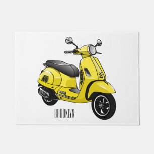Moped motorcycle cartoon illustration doormat
