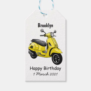 Moped motorcycle cartoon illustration gift tags