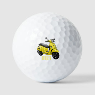 Moped motorcycle cartoon illustration golf balls