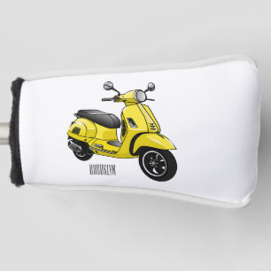 Moped motorcycle cartoon illustration golf head cover