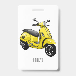 Moped motorcycle cartoon illustration ID badge