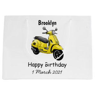 Moped motorcycle cartoon illustration large gift bag