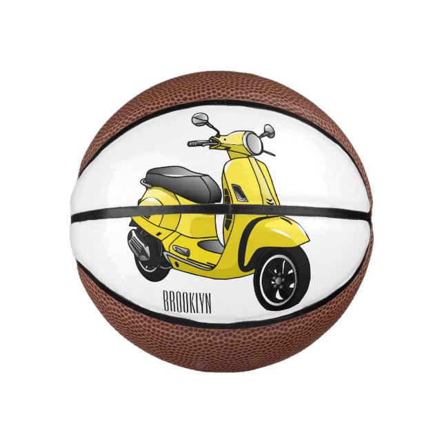 Moped motorcycle cartoon illustration mini basketball (Front)