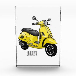 Moped motorcycle cartoon illustration photo block