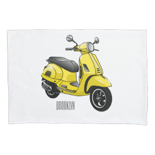 Moped motorcycle cartoon illustration pillowcase