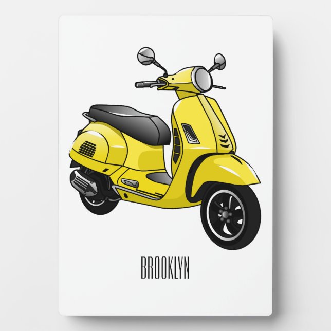 Moped motorcycle cartoon illustration plaque (Front)