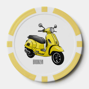 Moped motorcycle cartoon illustration poker chips