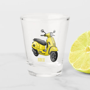 Moped motorcycle cartoon illustration shot glass