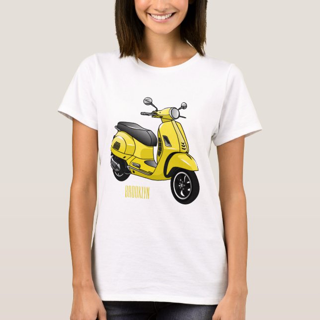 Moped motorcycle cartoon illustration T-Shirt (Front)