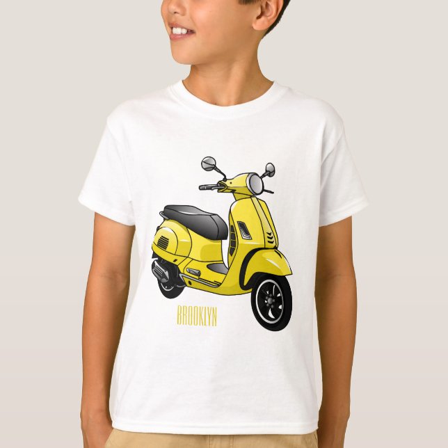 Moped motorcycle cartoon illustration T-Shirt (Front)