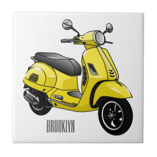 Moped motorcycle cartoon illustration tile