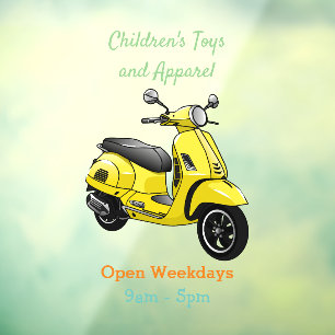 Moped motorcycle cartoon illustration window cling