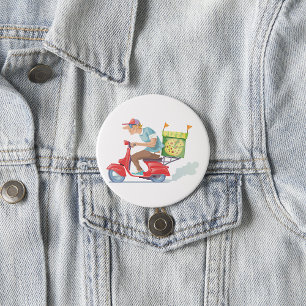 Moped Pizza Delivery 7.5 Cm Round Badge