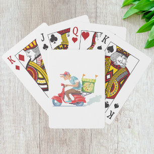 Moped Pizza Delivery Playing Cards