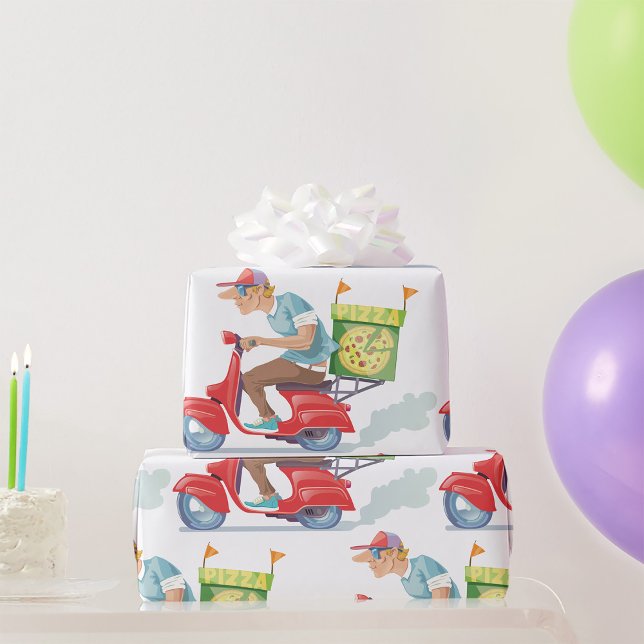 Moped Pizza Delivery Wrapping Paper (Creator Uploaded)