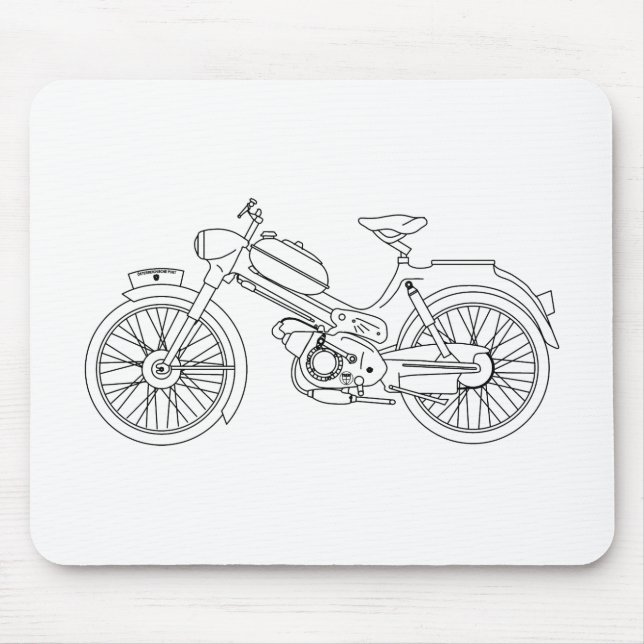 Moped PUCH MS 50 Motor Scooter Blueprint Mouse Mat (Front)