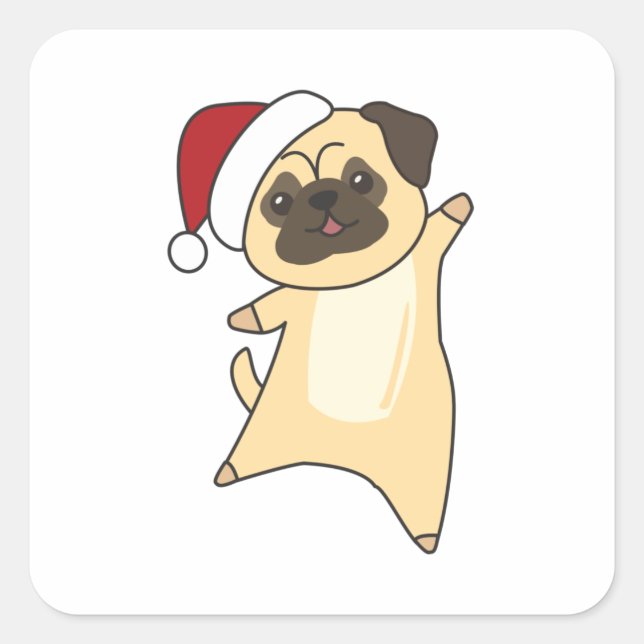 Mops Christmas Snow Winter Animals Dogs Square Sticker (Front)