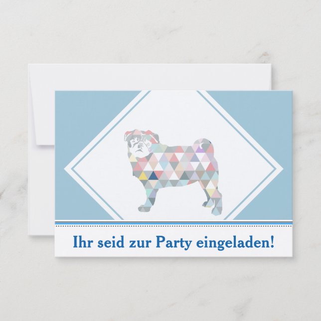 Mops Einladungen Invitation (Front)