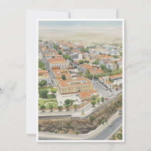 Morabeza Creations – Sunlit Hilltop Town Cityscape Thank You Card