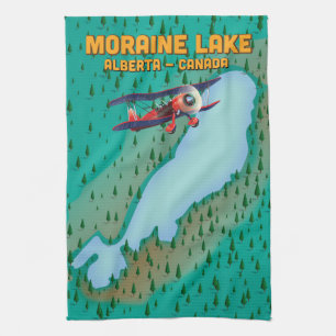 Moraine lake Alberta Canada Map Tea Towel