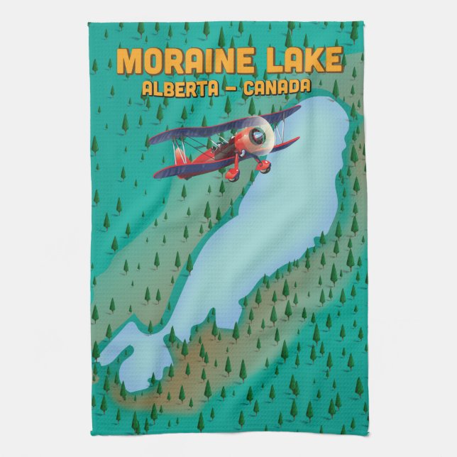 Moraine lake Alberta Canada Map Tea Towel (Vertical)
