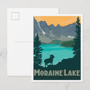 Moraine Lake Banff Canada Vintage Art Travel Postcard
