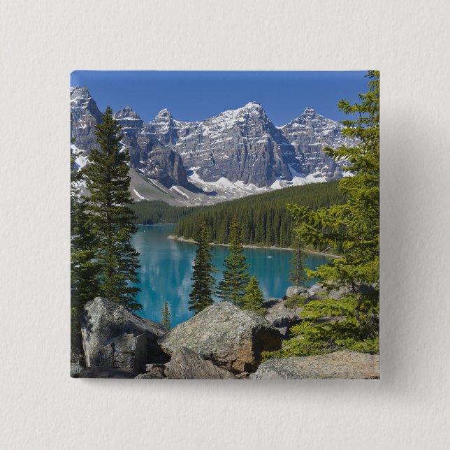 Moraine Lake, Canadian Rockies, Alberta, Canada 15 Cm Square Badge (Front)