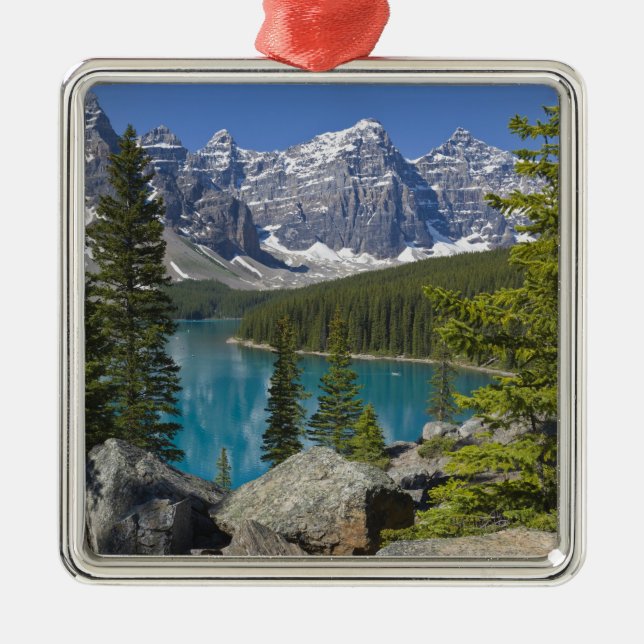 Moraine Lake, Canadian Rockies, Alberta, Canada Metal Tree Decoration (Front)