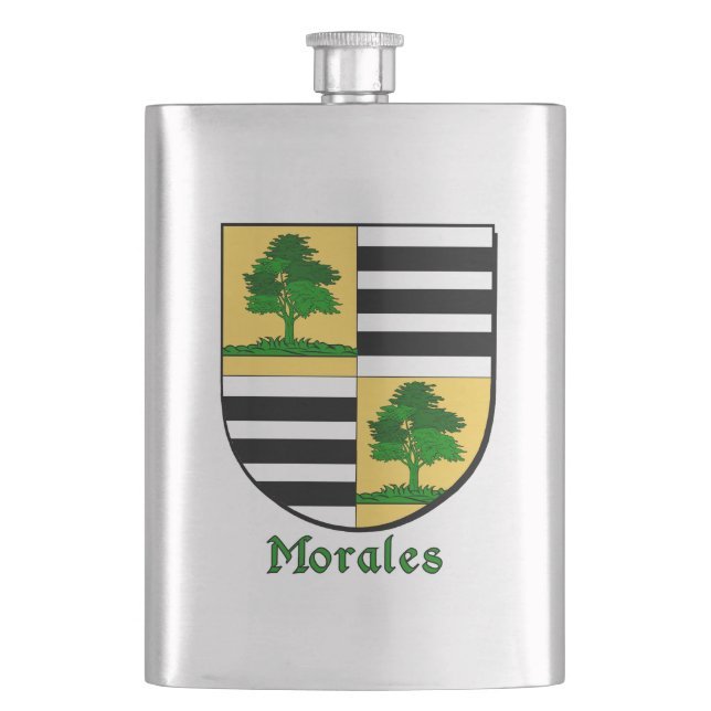Morales Heraldic Shield Hip Flask (Front)
