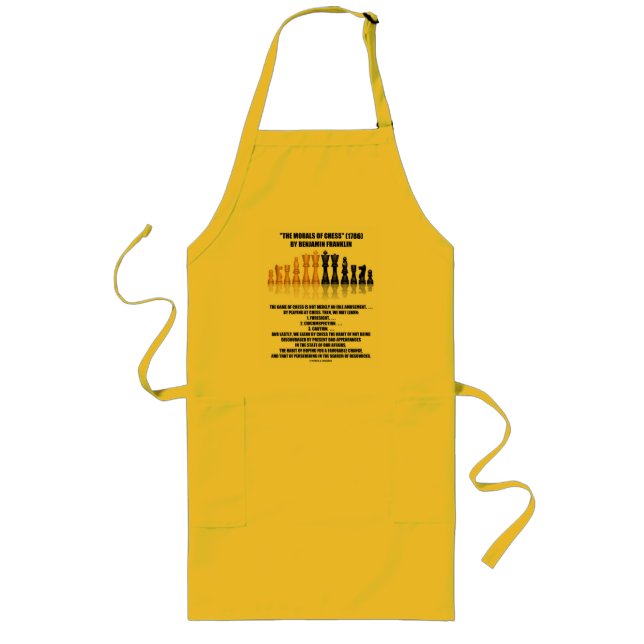Morals Of Chess Benjamin Franklin Reflective Chess Long Apron (Front)