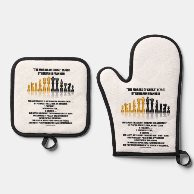 Morals Of Chess Benjamin Franklin Reflective Chess Oven Mitt & Pot Holder Set (Front)