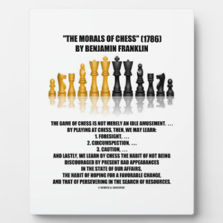 Morals Of Chess Benjamin Franklin Reflective Chess Plaque