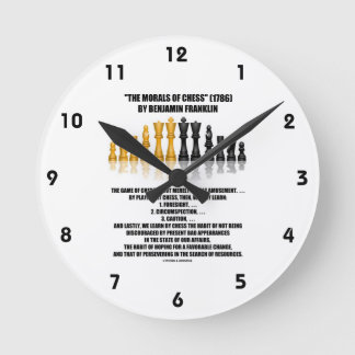 Morals Of Chess Benjamin Franklin Reflective Chess Round Clock