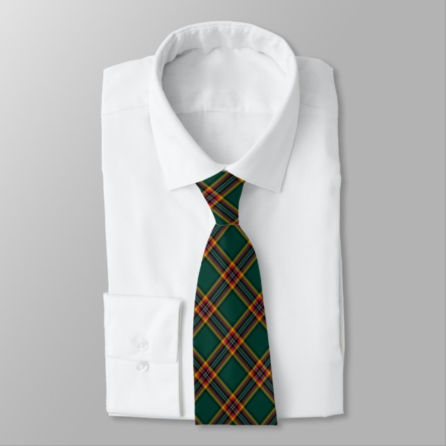 Moran Tartan Forest Green Plaid Tie (Tied)