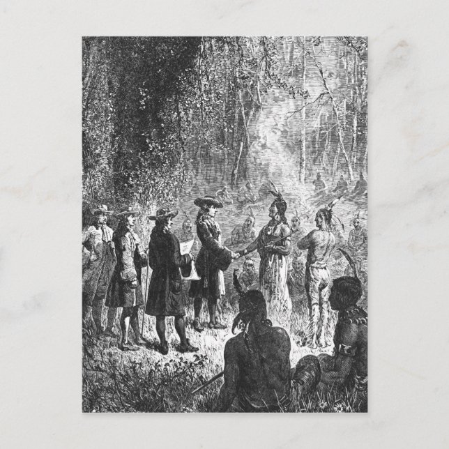 Moravian Missionaries Among the Indians Postcard (Front)