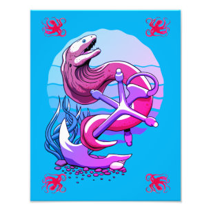 Moray Eel and Anchor and octopus Photo Print