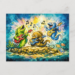 Moray eel electric guitar band postcard