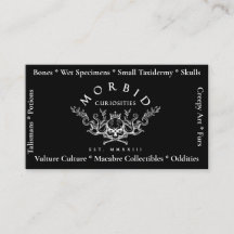 Morbid Curiosity Skull Business Card Macabre 