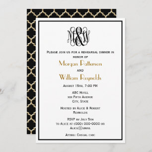 MorBlack Vine Script Monogram B&G DIY BG Rehearsal Invitation