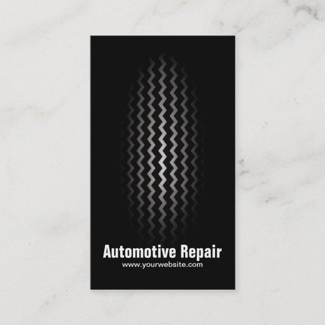 Morden Black & White Tyre Automotive Repair Business Card (Front)