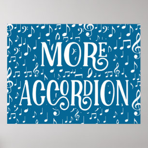 More Accordion - Blue White Music Poster