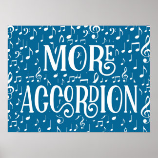 More Accordion - Blue White Music Poster