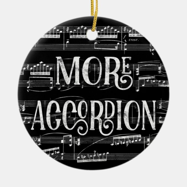 More Accordion Chalkboard - Black White Music Ceramic Tree Decoration (Front)