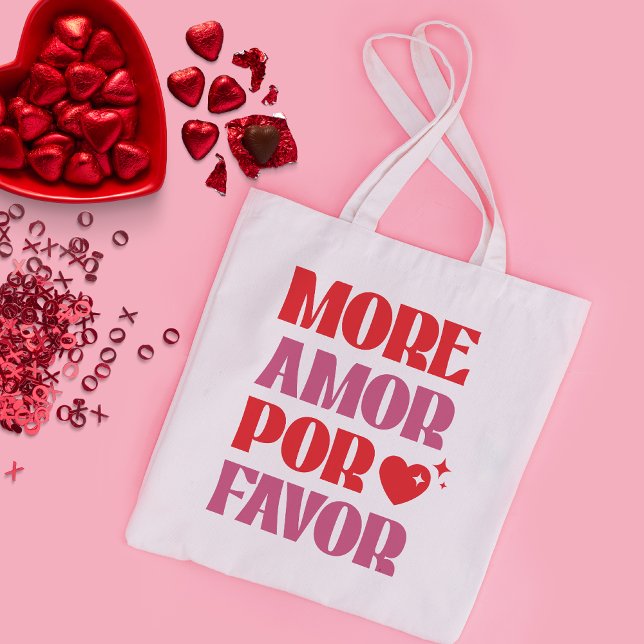 More Amor por favour, funny Valentine's Day Large Tote Bag (Creator Uploaded)