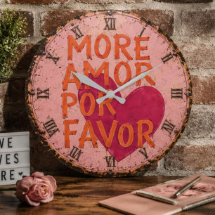 More Amore Por Favor Love Quote Large Clock
