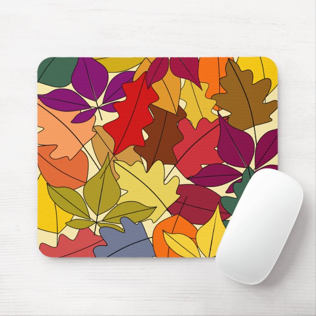 More Autumn Leaves Mouse Mat (With Mouse)