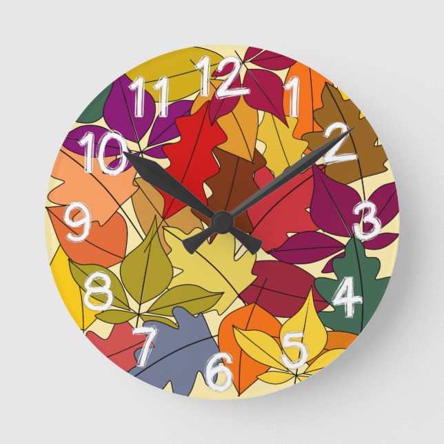More Autumn Leaves Round Clock (Front)