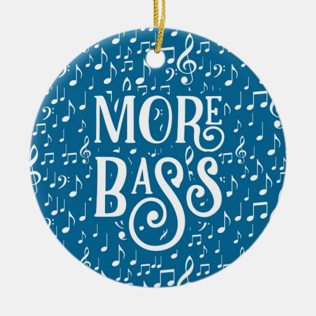 More Bass - Blue White Music Ceramic Tree Decoration (Front)