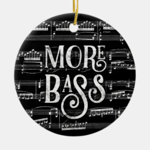More Bass Chalkboard - Black White Music Ceramic Tree Decoration
