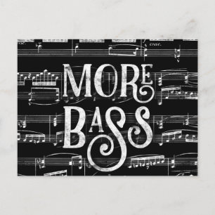 More Bass Chalkboard - Black White Music Postcard